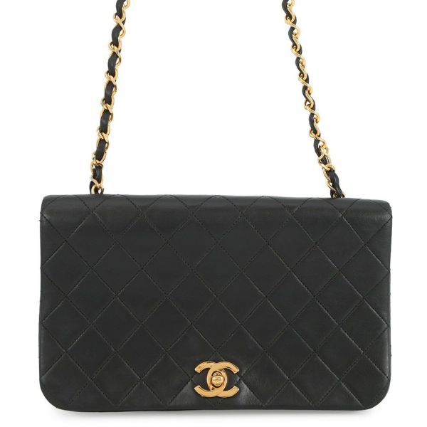シャネル チェーンショルダーバッグ マトラッセ ココマーク フルフラップ ラムスキン A02500 CHANEL 黒