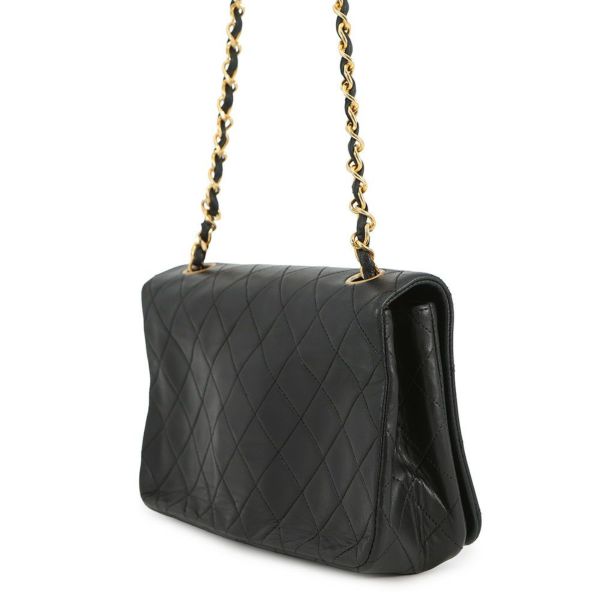 シャネル チェーンショルダーバッグ マトラッセ ココマーク フルフラップ ラムスキン A02500 CHANEL 黒