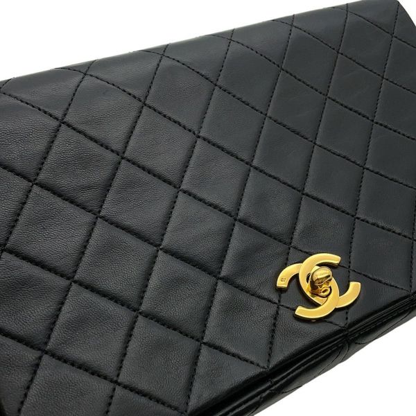 シャネル チェーンショルダーバッグ マトラッセ ココマーク フルフラップ ラムスキン A02500 CHANEL 黒