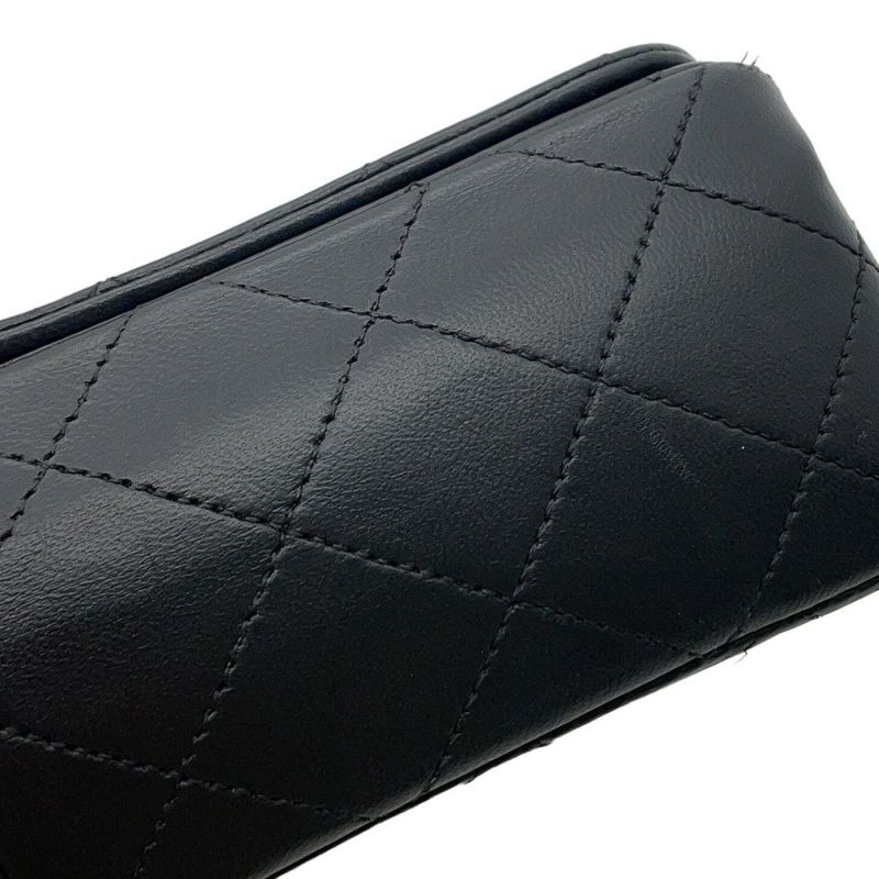 シャネル チェーンショルダーバッグ マトラッセ ココマーク フルフラップ ラムスキン A02500 CHANEL 黒