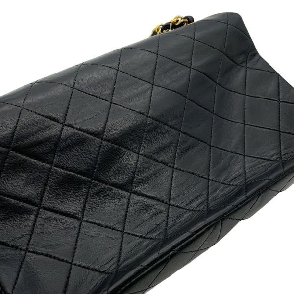 シャネル チェーンショルダーバッグ マトラッセ ココマーク フルフラップ ラムスキン A02500 CHANEL 黒