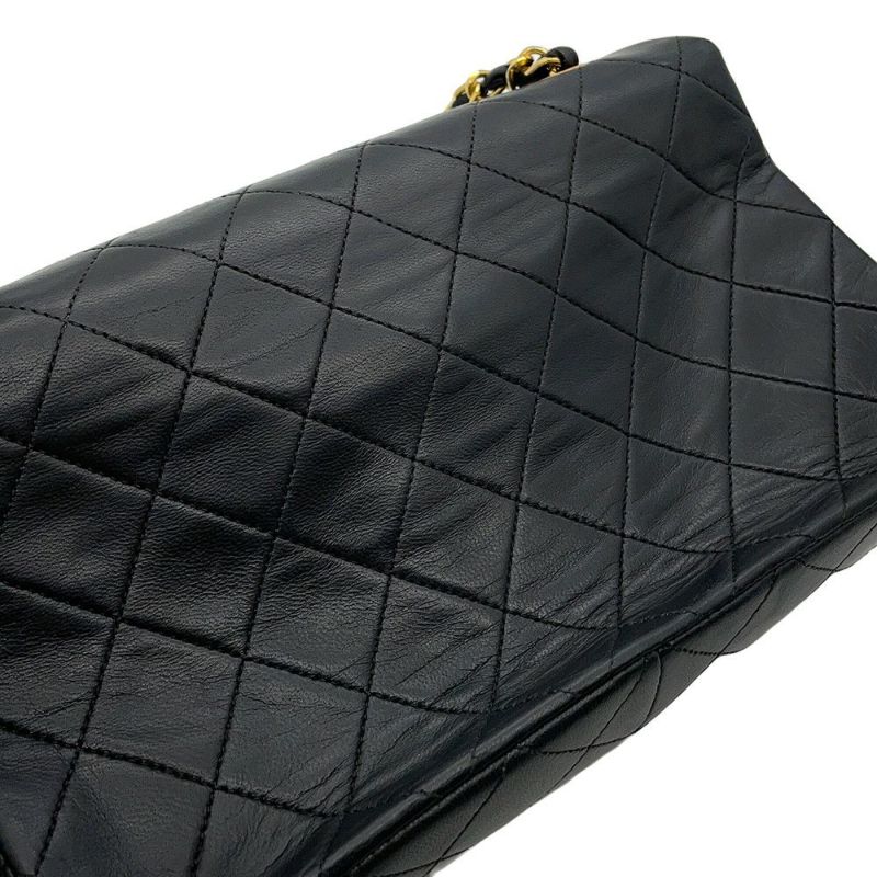 シャネル チェーンショルダーバッグ マトラッセ ココマーク フルフラップ ラムスキン A02500 CHANEL 黒