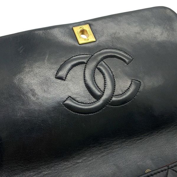 シャネル チェーンショルダーバッグ マトラッセ ココマーク フルフラップ ラムスキン A02500 CHANEL 黒