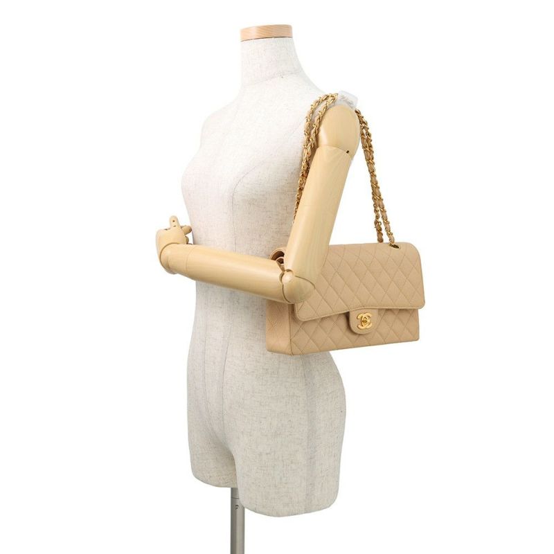 シャネル チェーンショルダーバッグ マトラッセ25 ココマーク ダブルチェーン キャビアスキン A01112 CHANEL