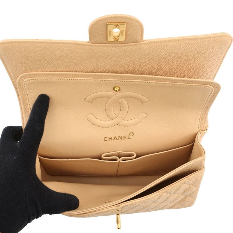 シャネル チェーンショルダーバッグ マトラッセ25 ココマーク ダブルチェーン キャビアスキン A01112 CHANEL