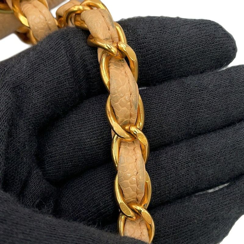 シャネル チェーンショルダーバッグ マトラッセ25 ココマーク ダブルチェーン キャビアスキン A01112 CHANEL