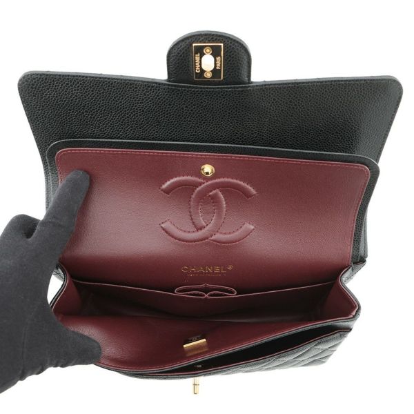 シャネル チェーンショルダーバッグ マトラッセ25 ココマーク ダブルチェーン キャビアスキン A01112 CHANEL 黒