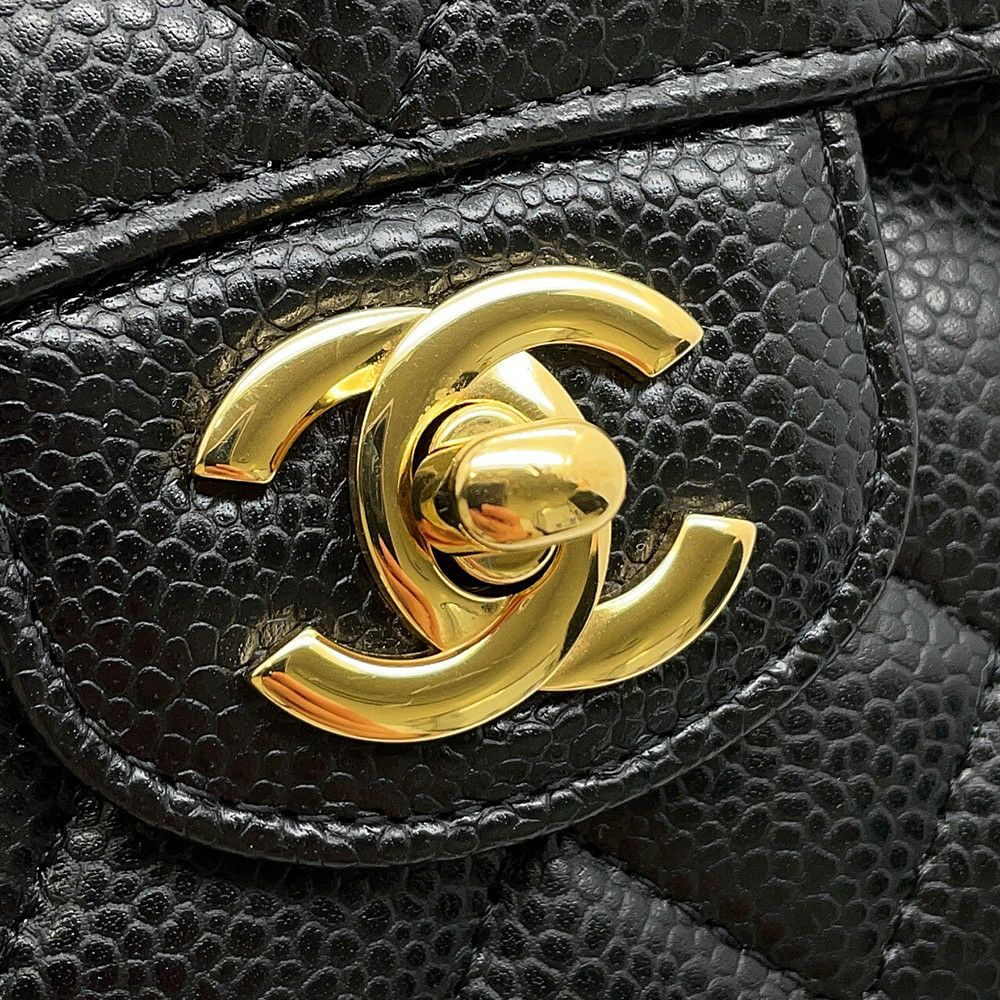 シャネル チェーンショルダーバッグ マトラッセ25 ココマーク ダブルチェーン キャビアスキン A01112 CHANEL 黒