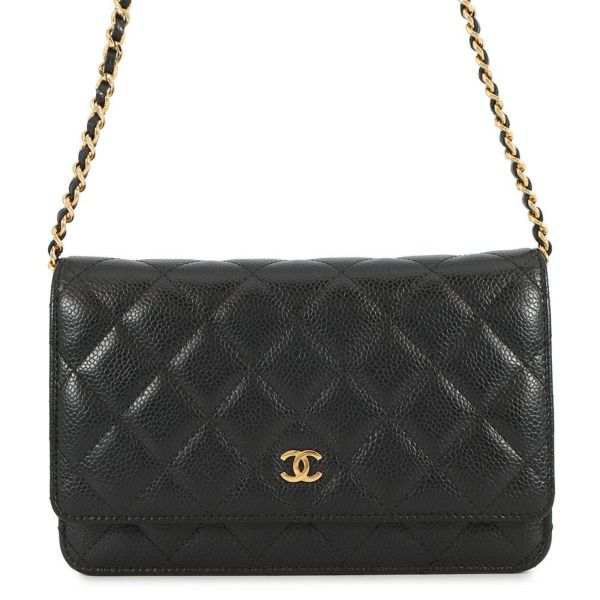 シャネル チェーンウォレット マトラッセ ココマーク キャビアスキン AP0250 CHANEL 財布 黒