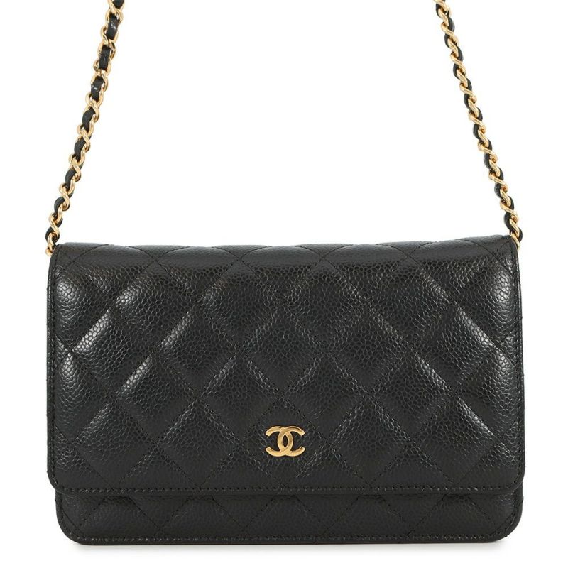 シャネル チェーンウォレット マトラッセ ココマーク キャビアスキン AP0250 CHANEL 財布 黒