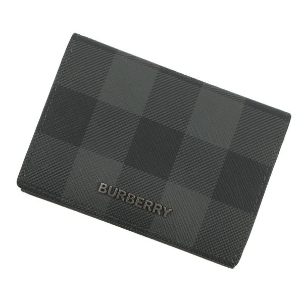 バーバリーBURBERRY　コンパクト財布 　バーバリーチェック　ブラックレザー バーバリー 三つ折り財布 チェック柄 コンパクトトウォレット レザー
