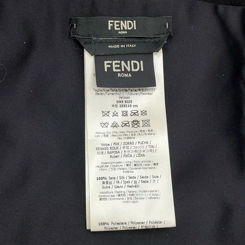 フェンディ マフラー テイル付き ロゴ ティペット フォックスファー FNG444 FENDI 黒