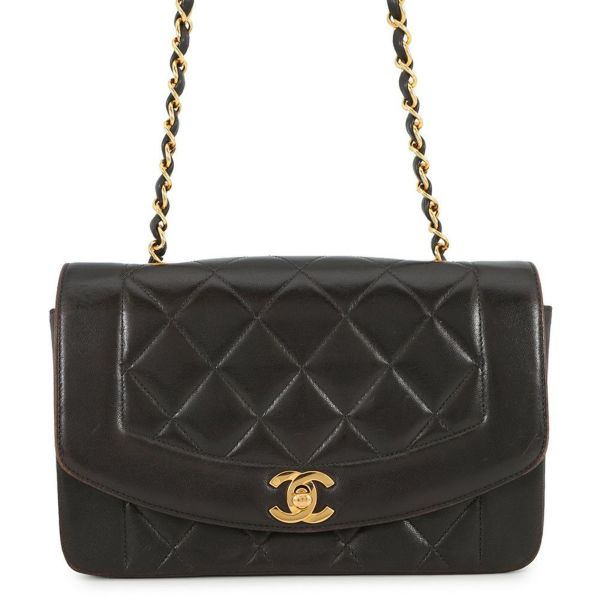 シャネル チェーンショルダーバッグ マトラッセ ココマーク ダイアナ ラムスキン A01164 CHANEL 黒