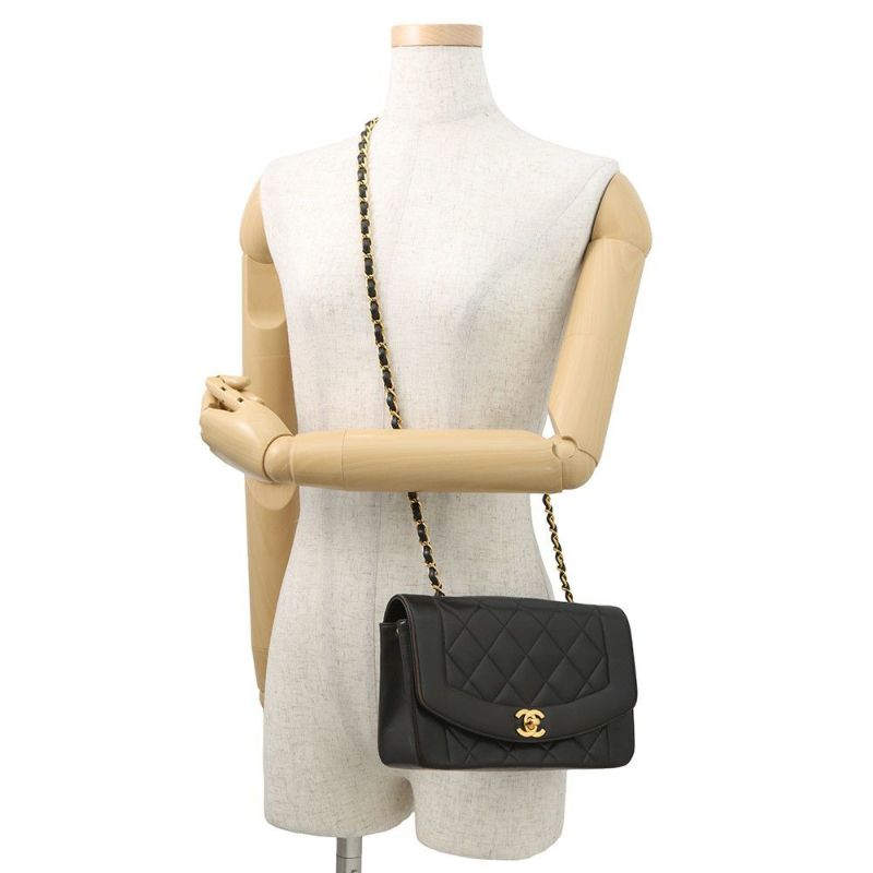 シャネル チェーンショルダーバッグ マトラッセ ココマーク ダイアナ ラムスキン A01164 CHANEL 黒