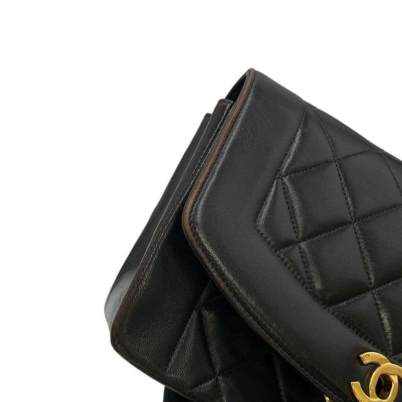 シャネル チェーンショルダーバッグ マトラッセ ココマーク ダイアナ ラムスキン A01164 CHANEL 黒
