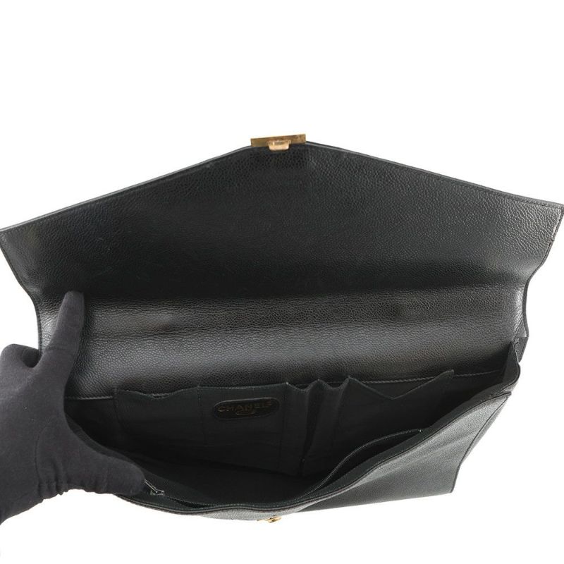 シャネル ビジネスバッグ キャビアスキン CHANEL バッグ ブリーフケース 黒