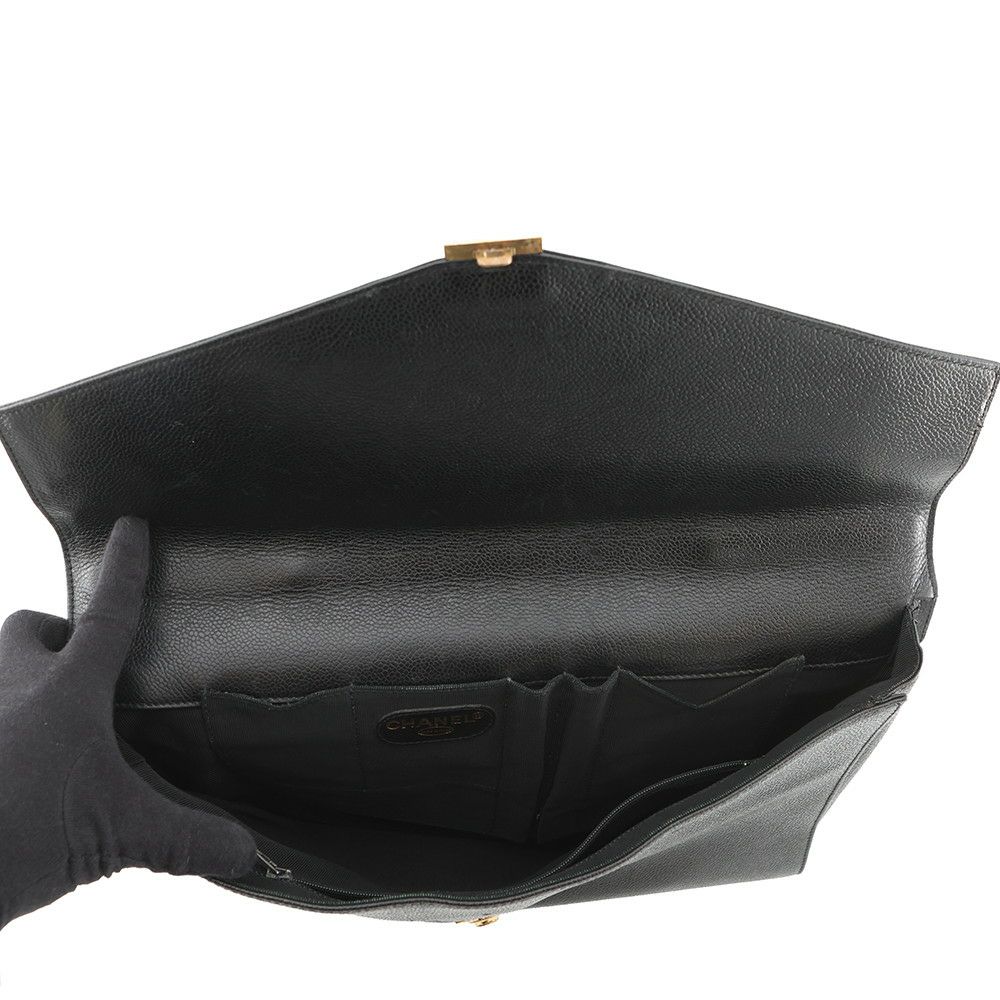 シャネル ビジネスバッグ キャビアスキン CHANEL バッグ ブリーフケース 黒