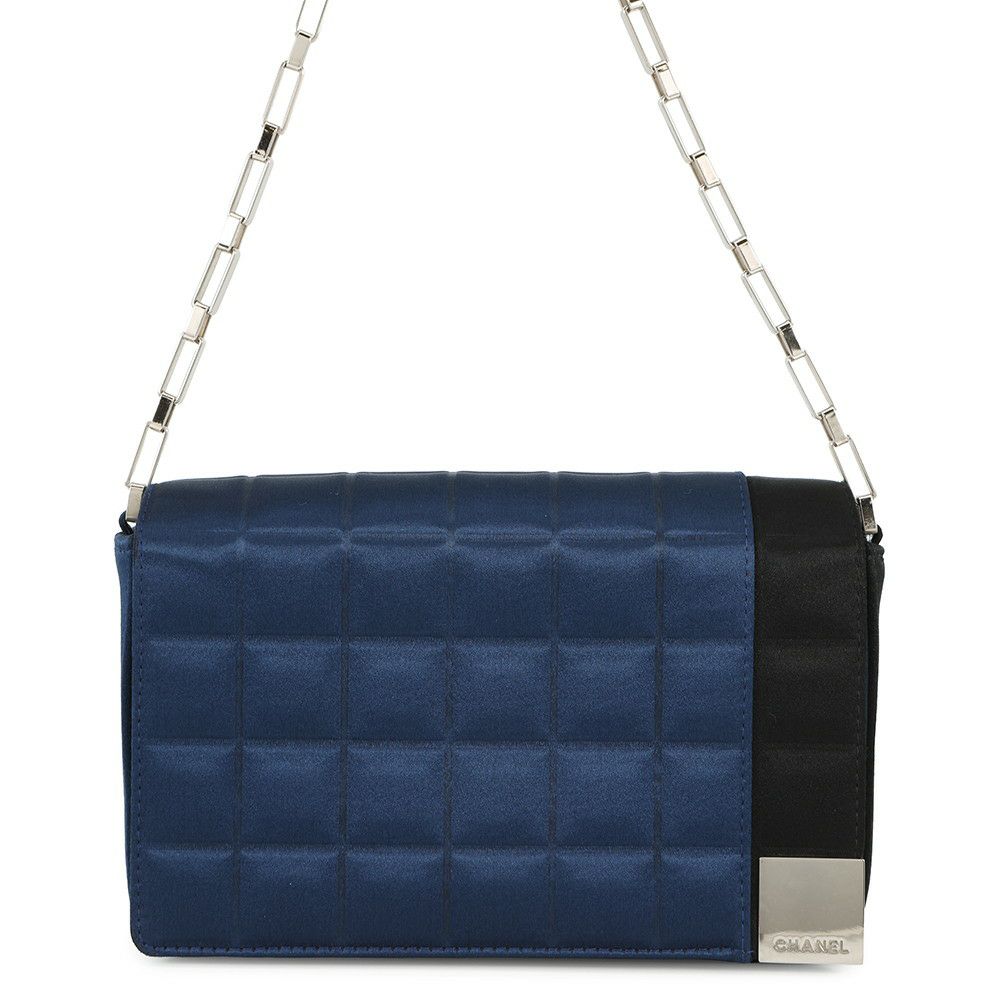 シャネル チェーンショルダーバッグ チョコバー サテン CHANEL ワンショルダー