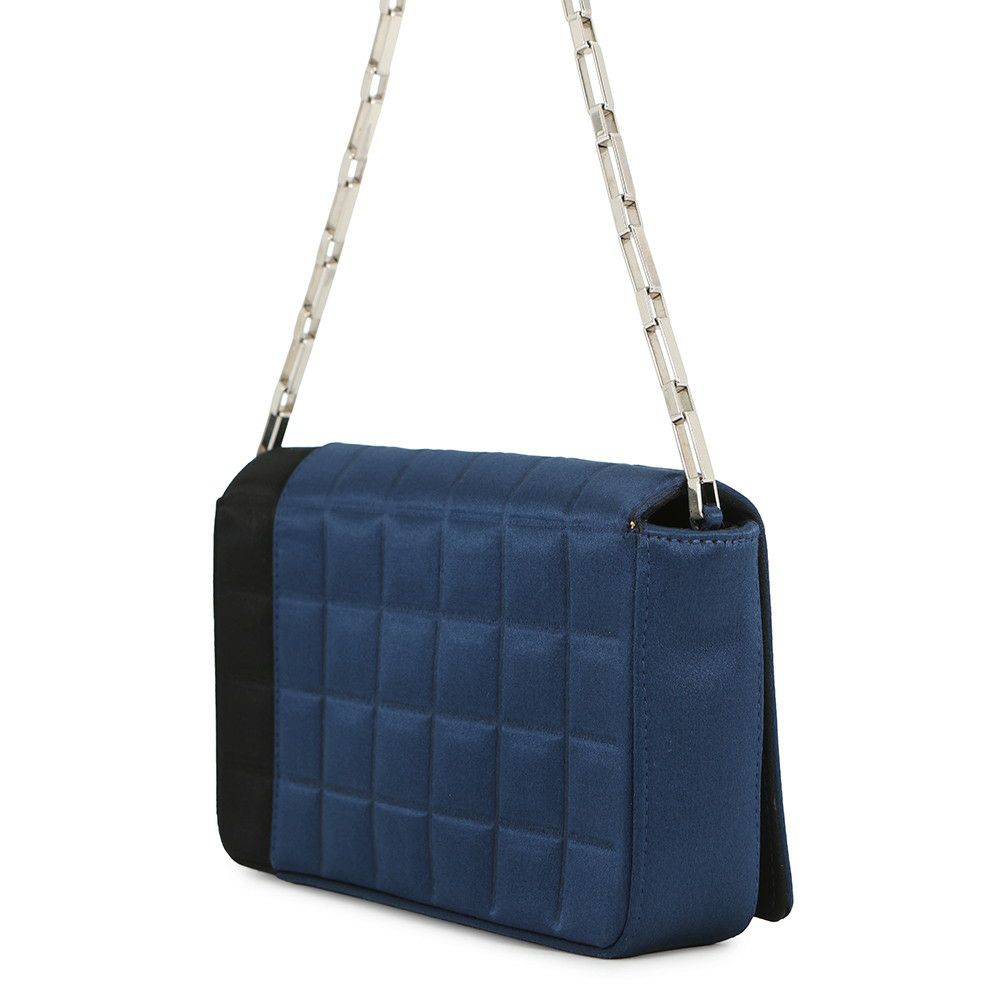 シャネル チェーンショルダーバッグ チョコバー サテン CHANEL ワンショルダー