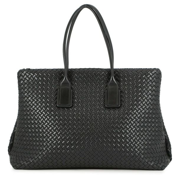 ボッテガヴェネタ トートバッグ イントレチャート スナップ レザー BOTTEGA VENETA 黒