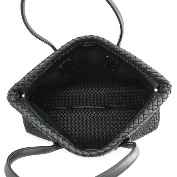 ボッテガヴェネタ トートバッグ イントレチャート スナップ レザー BOTTEGA VENETA 黒