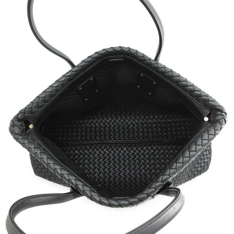 ボッテガヴェネタ トートバッグ イントレチャート スナップ レザー BOTTEGA VENETA 黒