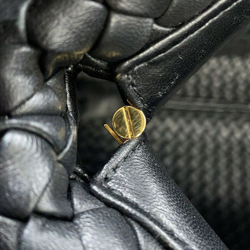 ボッテガヴェネタ トートバッグ イントレチャート スナップ レザー BOTTEGA VENETA 黒