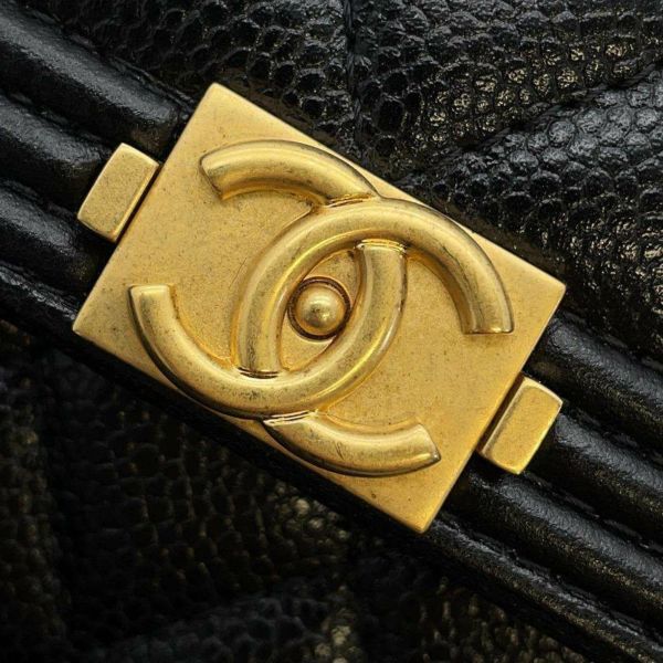 シャネル チェーンウォレット ボーイシャネル マトラッセ ココマーク キャビアスキン AP2206 CHANEL 財布 黒