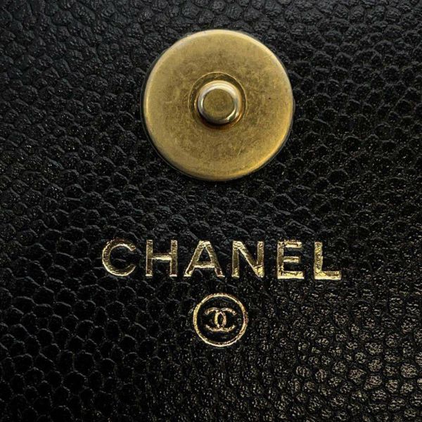 シャネル チェーンウォレット ボーイシャネル マトラッセ ココマーク キャビアスキン AP2206 CHANEL 財布 黒