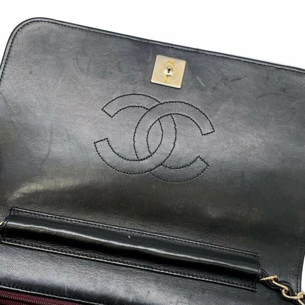 シャネル チェーンショルダーバッグ ココマーク マトラッセ プッシュロック ラムスキン CHANEL 黒