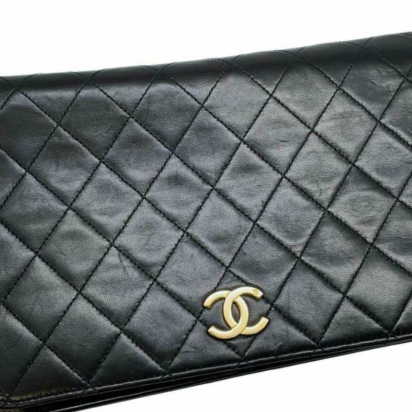 シャネル チェーンショルダーバッグ ココマーク マトラッセ プッシュロック ラムスキン CHANEL 黒