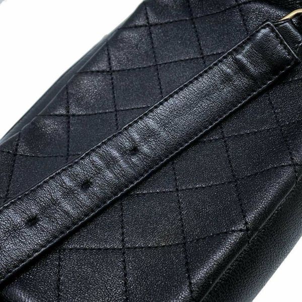 シャネル ボディバッグ ココマーク ラムスキン CHANEL バッグ ウエストバッグ 黒