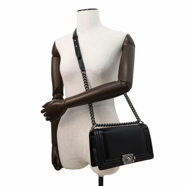 シャネル チェーンショルダーバッグ ボーイシャネル ココマーク カーフレザー CHANEL バッグ 黒