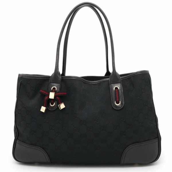 グッチ トートバッグ GGキャンバス シェリーライン リボンモチーフ キャンバス/レザー 163805 GUCCI 黒