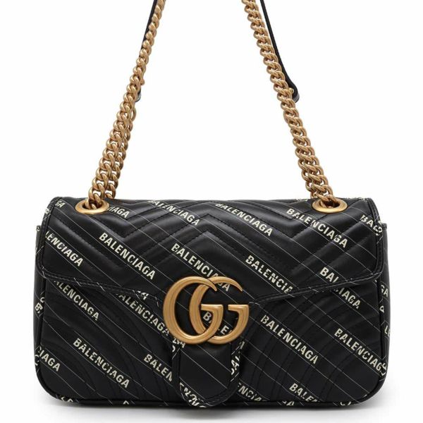 グッチ ショルダーバッグ GGマーモント ザ ハッカー プロジェクト スモール バレンシアガコラボ 443497 GUCCI 黒 安心保証 | 中古・ 新品ブランド販売ギャラリーレア公式通販