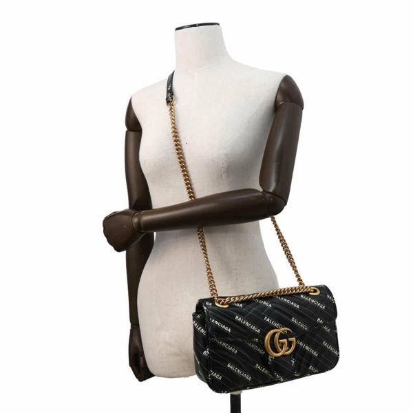 グッチ ショルダーバッグ GGマーモント ザ ハッカー プロジェクト スモール バレンシアガコラボ 443497 GUCCI 黒