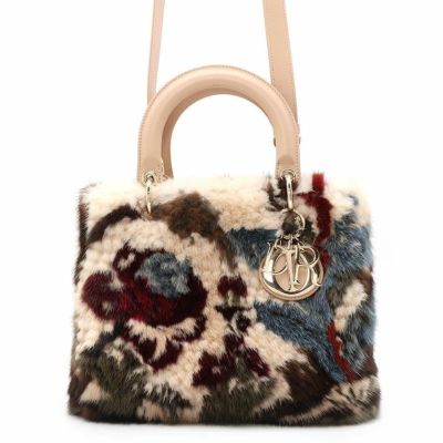 クリスチャン・ディオール ハンドバッグ レディディオール ミンクファー Christian Dior 2wayショルダーバッグ 安心保証