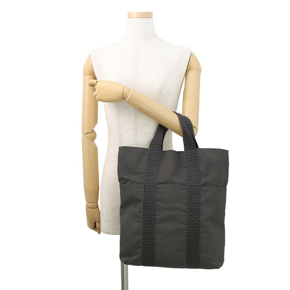 エルメス トートバッグ エールライン カバス グリス/ブラック/シルバー金具 キャンバス HERMES バッグ