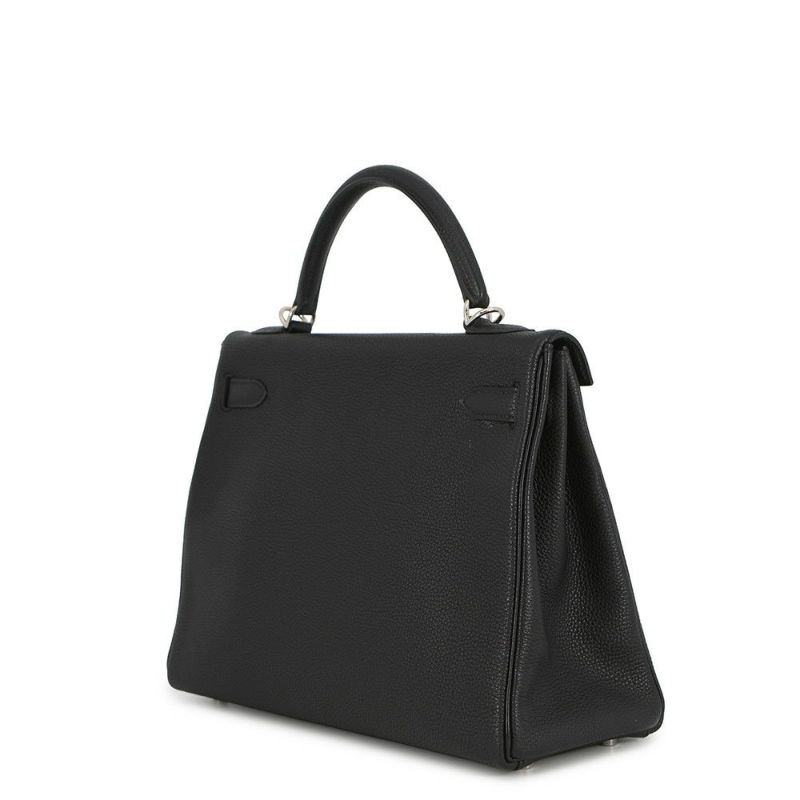 エルメス ハンドバッグ ケリー32 内縫い ブラック/シルバー金具 トゴ □J刻印 2wayショルダー 黒