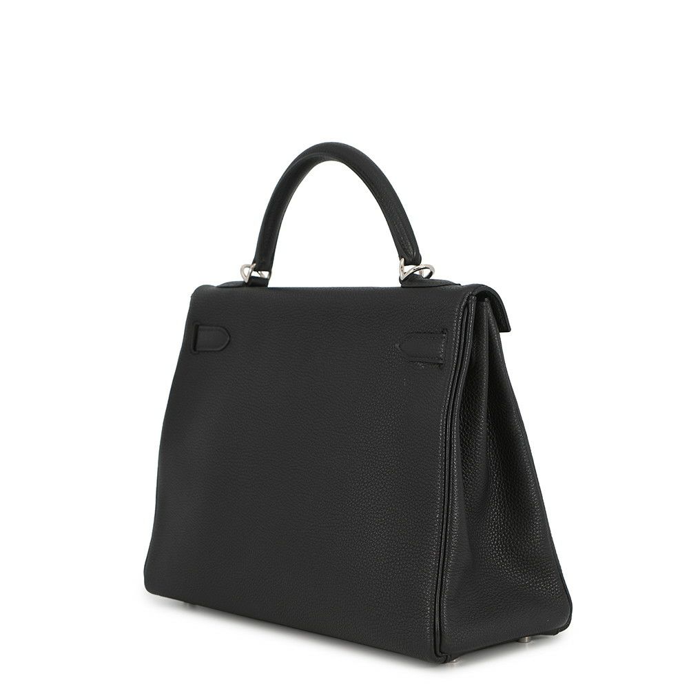 エルメス ハンドバッグ ケリー32 内縫い ブラック/シルバー金具 トゴ □J刻印 2wayショルダー 黒