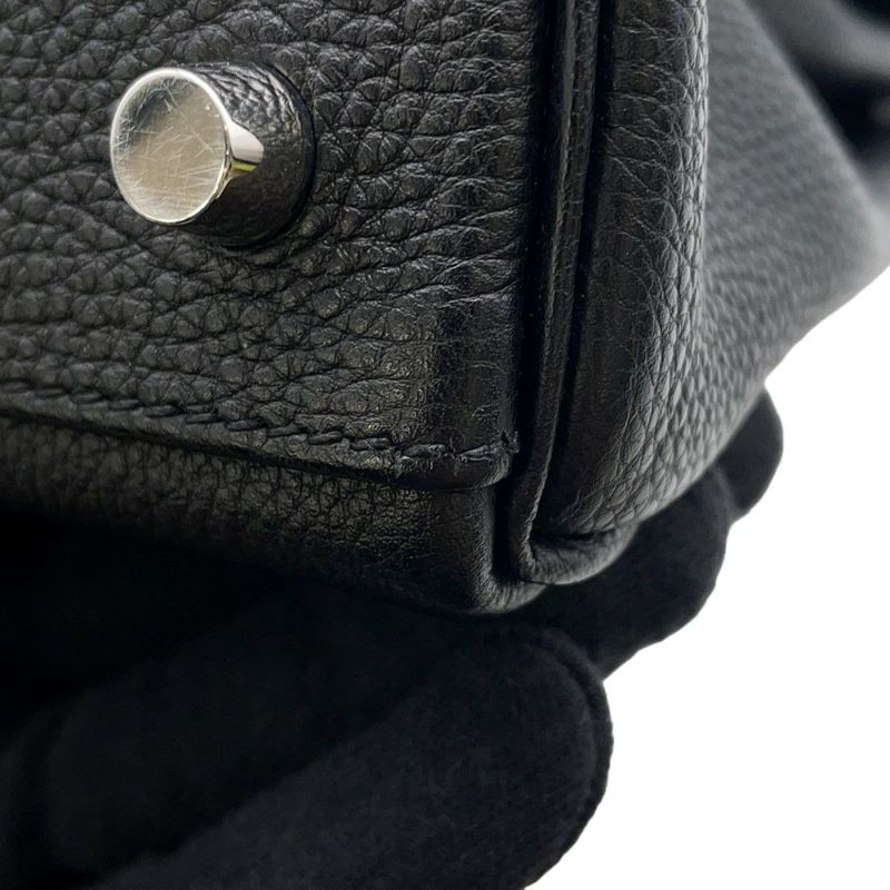 エルメス ハンドバッグ ケリー32 内縫い ブラック/シルバー金具 トゴ □J刻印 2wayショルダー 黒