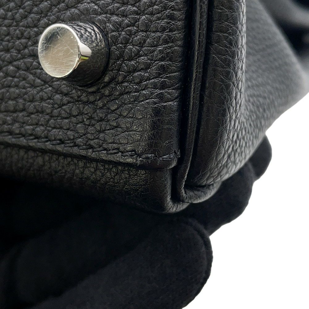 エルメス ハンドバッグ ケリー32 内縫い ブラック/シルバー金具 トゴ □J刻印 2wayショルダー 黒