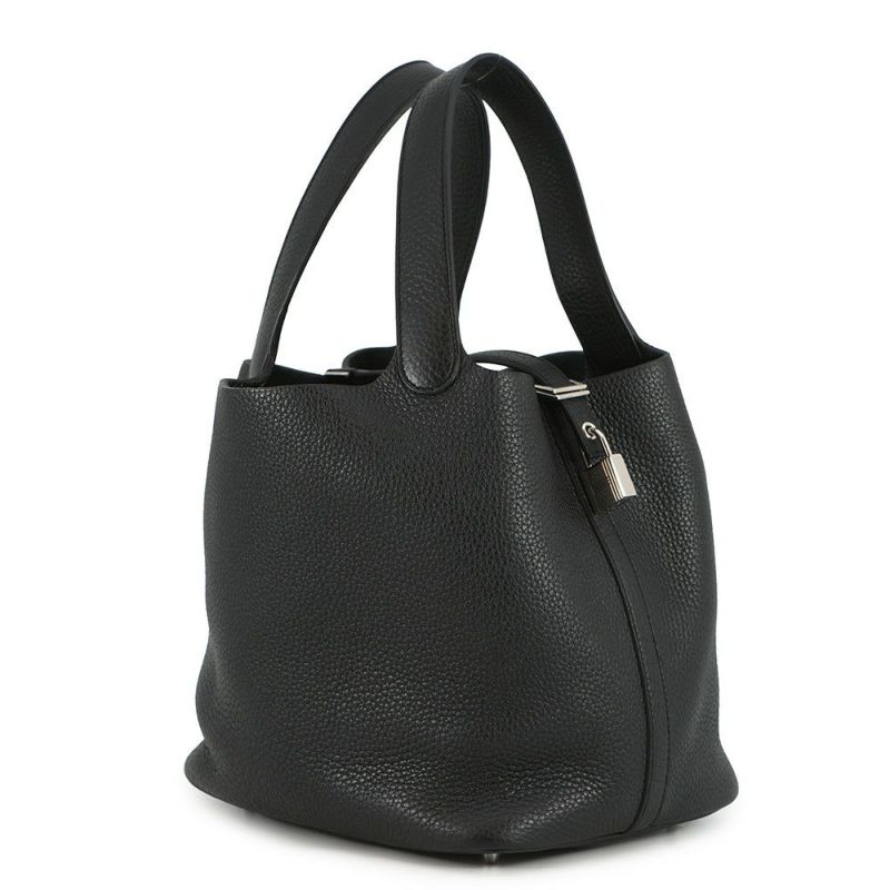 エルメス ハンドバッグ ピコタンロックMM ブラック/シルバー金具 トリヨンクレマンス D刻印 黒