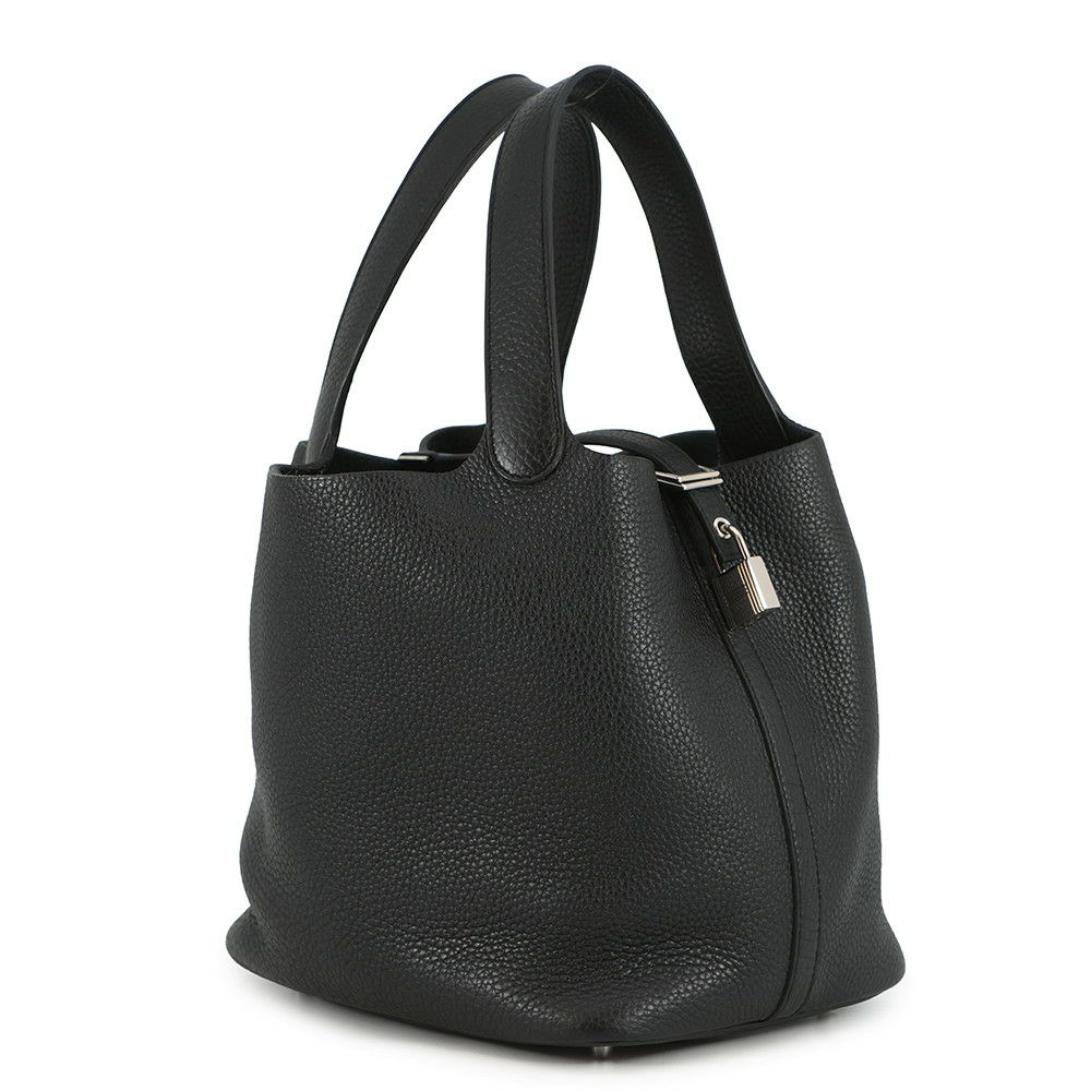 エルメス ハンドバッグ ピコタンロックMM ブラック/シルバー金具 トリヨンクレマンス D刻印 黒