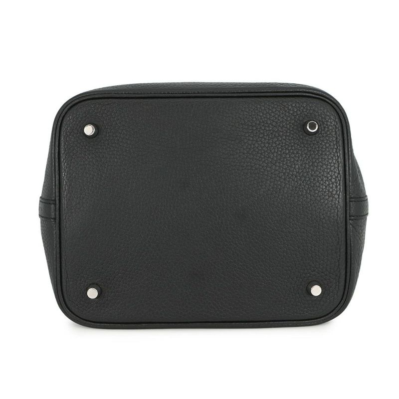 エルメス ハンドバッグ ピコタンロックMM ブラック/シルバー金具 トリヨンクレマンス D刻印 黒