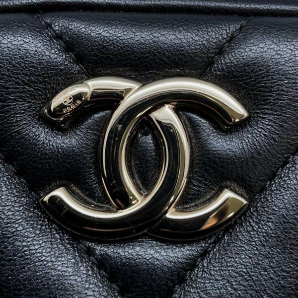 シャネル ハンドバッグ マトラッセ ココマーク ボーリングバッグ ラムスキン CHANEL 2wayショルダーバッグ 黒