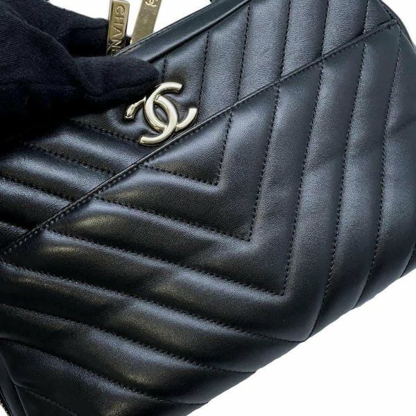 シャネル ハンドバッグ マトラッセ ココマーク ボーリングバッグ ラムスキン CHANEL 2wayショルダーバッグ 黒