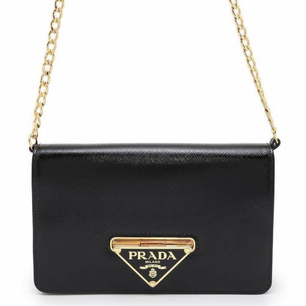 プラダ チェーンウォレット サフィアーノ トライアングルロゴ 1BP012 PRADA 財布 黒