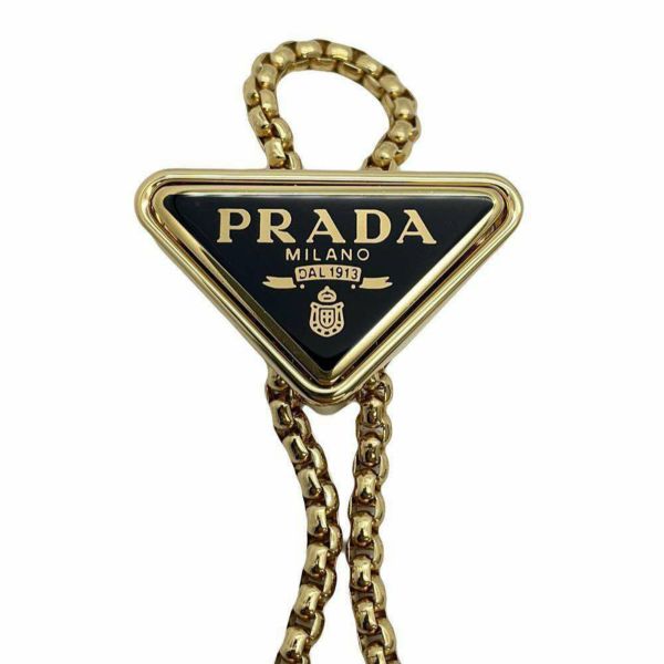 プラダ チェーンバッグ ミニ トライアングルロゴ パテント 1BP051 PRADA 2way クラッチバッグ 黒