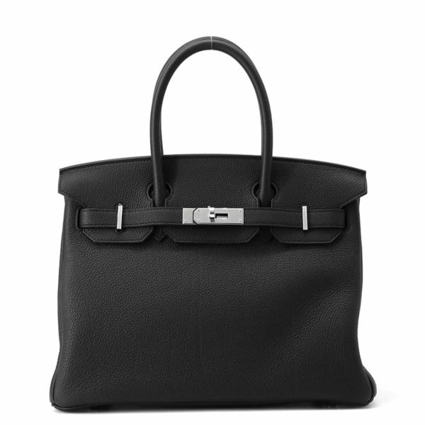 エルメス バーキン30 ブラック/シルバー金具 トゴ W刻印 HERMES Birkin ハンドバッグ 黒